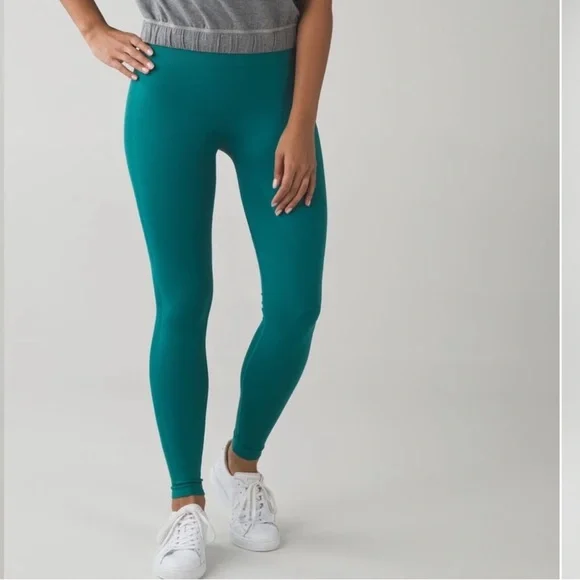 Lululemon Athletica Zone In High Rise High Waisted Forage Teal Leggings Tights 4 - Picture 4 of 9